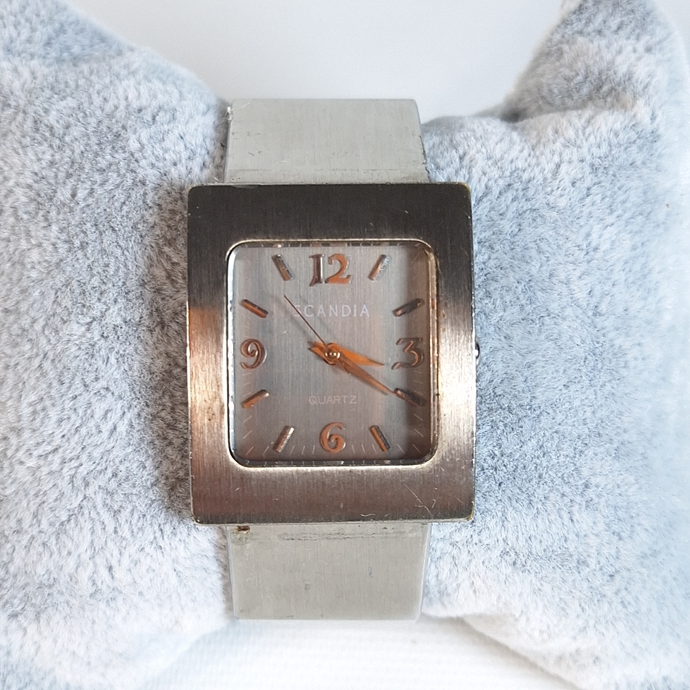 Vintage Scandia Silver Tone Square Ladies Wrist Watch, New Battery